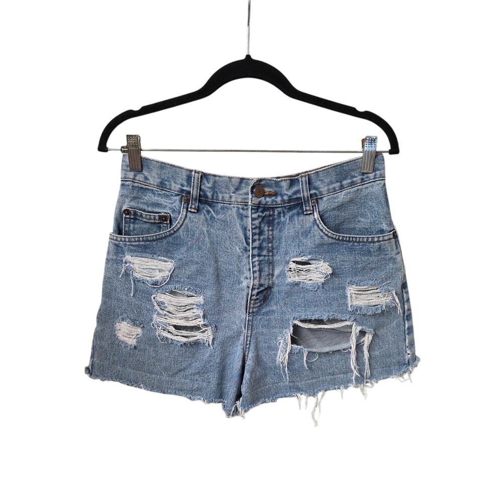 Bill Blass Easy Fit High Waisted Denim Distressed Jean Shorts Vintage Womens 10